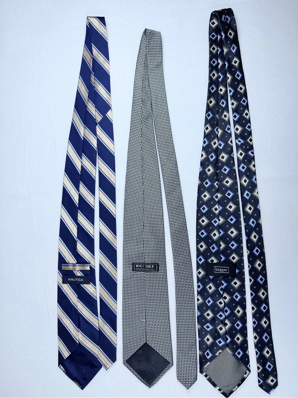 Lot of 3 Menswear Neckties - Nautica & Haggar Bundle Office Attire